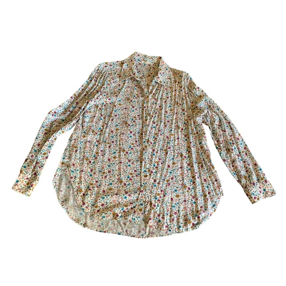 Jane & Delancey Womens Floral Long Sleeve Button-Up Shirt Size Large